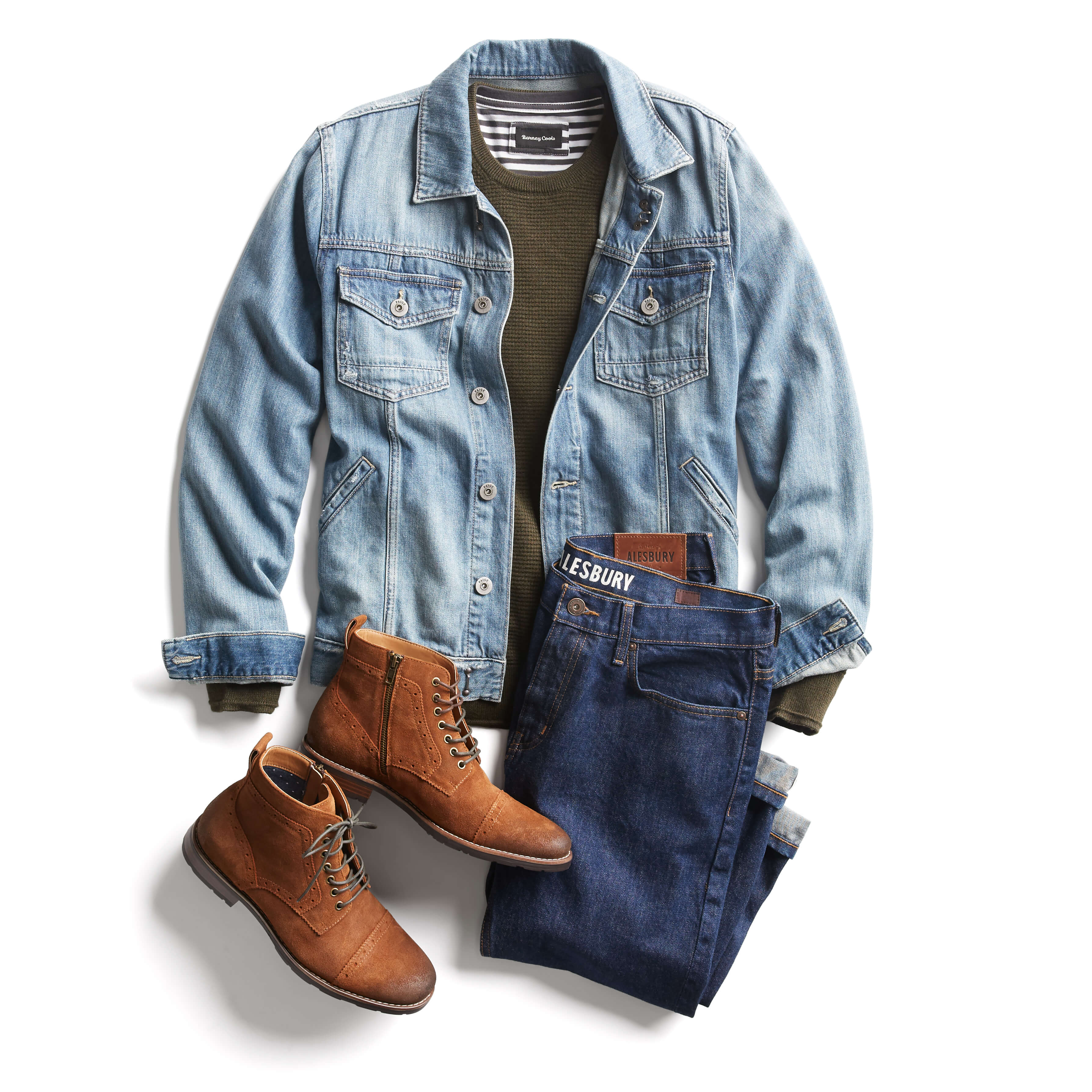 black and blue denim together